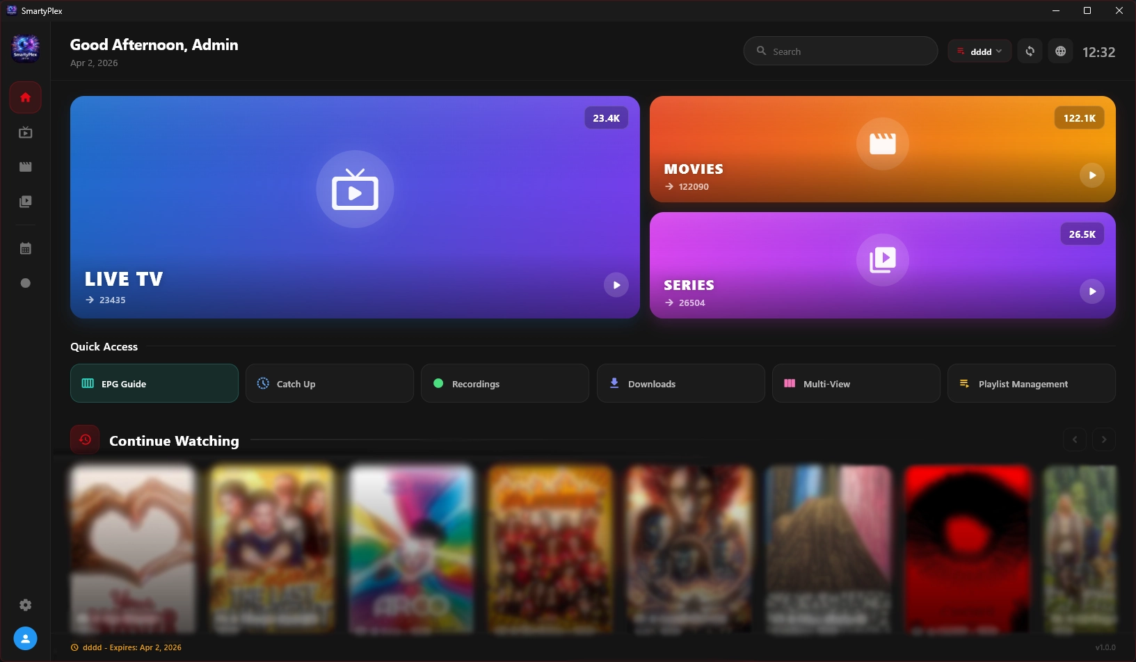 SmartyPlex IPTV Interface